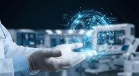 Scientist in white gloves holding glowing digital brain with neural network connections in modern laboratory for AI research and neuroscience innovation.