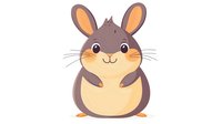 Adorable chubby brown bunny with large orange ears and sweet smile on isolated background, suitable for children's products, stickers, and greeting cards.