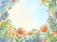 Watercolor floral frame with colorful flowers and leaves on a soft pastel background, perfect for greeting cards, invitations, and nature designs.