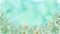 Watercolor mint green background with golden botanical border elements, isolated on white for design projects, invitations, and creative layouts.