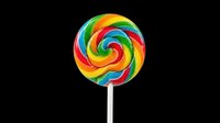 Colorful rainbow swirl lollipop on a transparent background, isolated candy clipart ready for t-shirt design, stickers, print on demand, and sublimation projects.