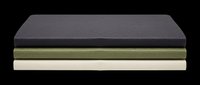Stacked fabric swatches in charcoal, olive, and cream isolated on transparent background. Ready for design use in t-shirts, clipart, stickers, and print-on-demand products.