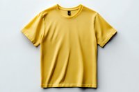 Yellow cotton t-shirt with round neck and short sleeves on white background. Clean minimal style clothing mockup isolated and ready for design presentation.