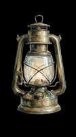 Watercolor vintage oil lantern isolated on transparent background, ready for t-shirt design, stickers, clipart, sublimation, and print on demand projects.