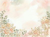 Watercolor floral frame with peachy roses, eucalyptus leaves, and vintage garden basket on soft pastel background. Perfect for wedding invitations, greeting cards, and stationery design projects.