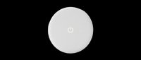Round white power button with glowing icon, isolated on transparent background. Ready for tech UI, stickers, t-shirt design, print on demand, and clipart use.