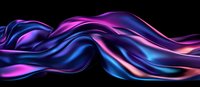 Flowing abstract silk fabric in vibrant neon blue and pink colors against black background creates dynamic wave motion effect for luxury design projects.