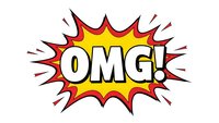 Comic book style OMG exclamation burst with red and yellow explosion background isolated on white for pop art designs and social media graphics.