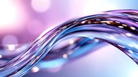 Flowing liquid waves in blue and purple colors with bokeh light effects create dynamic motion against gradient background. Abstract design element.