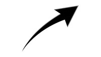 Black curved arrow pointing upward and right on white background isolated for graphic design and business presentations.