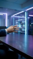 Businessman touching a glowing holographic cybersecurity interface with lock icons in a futuristic server room, representing data protection.