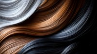 Abstract flowing waves in copper bronze and silver tones creating dynamic motion pattern for modern design backgrounds and digital art projects.