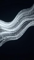 Abstract silver glitter wave flowing on black background with sparkling particles and luminous texture for luxury design projects.