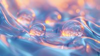 Macro water drops on blue feather with orange bokeh lights creating dreamy atmosphere. Artistic nature photography with soft focus and reflections.