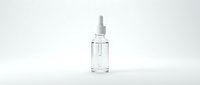 Clear glass dropper bottle with pipette on white background, isolated for cosmetics, skincare, essential oils, serums, and medical packaging design.