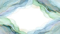 Abstract watercolor frame with flowing blue and green waves creating elegant border on white background for luxury design projects.