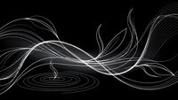 Abstract flowing white lines creating dynamic waves and ripples on black background for modern digital art and contemporary graphic design projects.