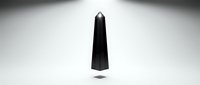 Black cone or obelisk shape floating against neutral background, suitable for minimalist design, abstract concepts, technology, innovation, and modern graphic projects.