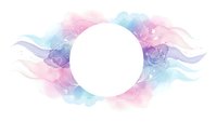 Pastel watercolor splash frame with white circle space for text on transparent background ready for design projects and creative layouts.