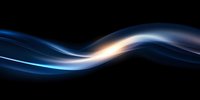 Glowing blue and white light waves flow smoothly across dark background creating dynamic motion effect, suitable for modern tech and abstract design projects.