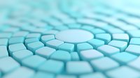 Blue pharmaceutical tablets arranged in circular pattern on light surface for medical healthcare and medicine concepts.