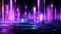 Magical purple light beams rising from glittering surface with bokeh effects and particles creating mystical atmospheric background for fantasy designs.