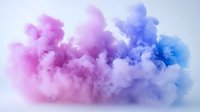 Colorful smoke clouds in pink and blue gradient creating atmospheric abstract art composition against light background, suitable for creative design projects.