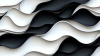 Abstract wavy pattern in black and white creating dynamic flowing curves and shadows with alternating layers for modern architectural or design backgrounds.