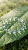 Green leaf with water droplets and recycling symbols forming circular pattern representing environmental sustainability and eco-friendly practices.