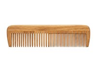 Wooden comb with fine teeth isolated on white background, ready for hair care product design, grooming tool packaging, and beauty retail use.