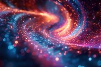 Abstract cosmic spiral pattern with glowing orange and pink light trails against deep blue background, perfect for space-themed designs and mystical backgrounds.
