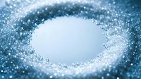 Sparkling glitter forms circular frame with white center space, creating festive bokeh effect. Suitable for holiday designs, celebrations, and decorative backgrounds.