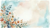 Watercolor botanical corner design with autumn leaves, berries, and foliage in warm orange and cool teal tones on isolated white background for invitations and stationery.