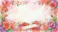 Floral frame with roses, peonies, and decorative swirls on isolated transparent background, ready for wedding invitations, greeting cards, and design projects.