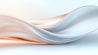 Elegant flowing waves in metallic rose gold and silver create smooth curved lines against white background, modern minimalist abstract design for luxury branding.