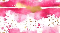 Abstract pink watercolor background with gold splashes and paint splatters for creative design projects and artistic compositions.