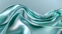 Luxurious turquoise silk fabric with smooth flowing waves and folds creates elegant abstract background texture with soft shiny satin effect and gentle curves.