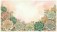 Watercolor succulent plants arranged in border frame with cream and blush background, isolated for design use on invitations, cards, and digital projects.