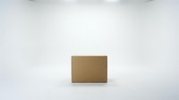 Brown cardboard box package on white background with studio lighting for product mockup and shipping design concepts.