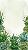 Watercolor succulent and aloe vera border frame with copy space, green botanical background for cards, invitations, and social media.