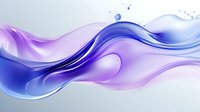 Flowing abstract waves in purple and blue colors with dynamic fluid motion and transparent overlapping shapes on white background for modern design projects.