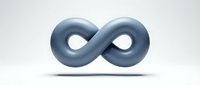 Blue infinity symbol floating on white background representing endless possibilities, eternity, mathematics, and continuous loop concepts for business branding.