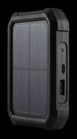 Solar power bank with USB ports isolated on transparent background. Portable charger for outdoor use, ready for product listings, stickers, print on demand, and T-shirt design.