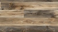 Rustic wooden planks with natural grain pattern and knots in mixed brown and gray tones create textured surface for interior design and backgrounds.