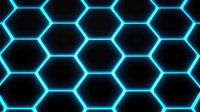 Neon cyan glowing hexagon grid pattern on dark background, seamless tile for futuristic tech designs, gaming, and digital wallpapers.