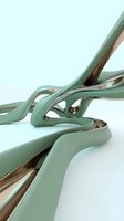 Intertwined sage green and metallic bronze ribbons create an elegant abstract composition against a clean white background, suitable for modern design projects.