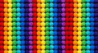 Vibrant rainbow colored spheres arranged in vertical stripes creating seamless repeating pattern for backgrounds and textile designs.