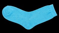 Bright blue cotton sock isolated on transparent background, ready for stickers, print on demand, clipart, sublimation, and t-shirt design use.