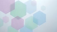 Overlapping translucent hexagons in soft pastel shades of pink, mint green, and blue create an abstract geometric composition on a light background. Suitable for modern design projects.