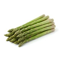 Fresh green asparagus spears with tips isolated on white background, ready for culinary and food design projects.